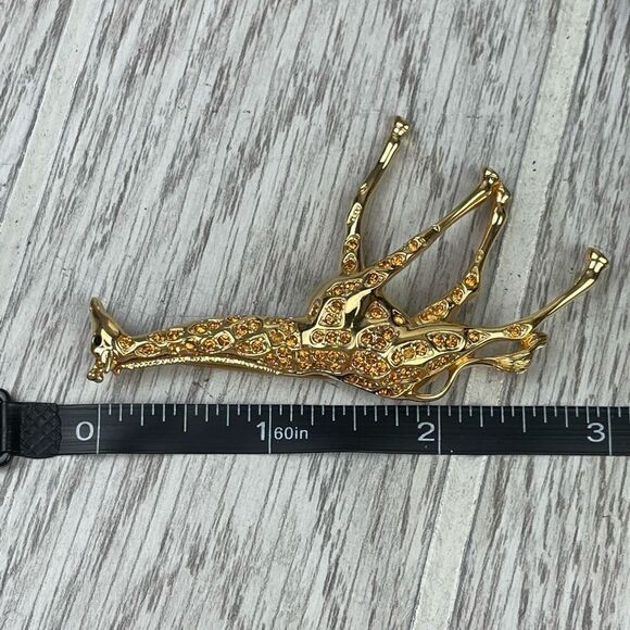Vintage Retired Signed Swarovski Giraffe Pin Brooch with Amber Crystals. Rare - Picture 8 of 9
